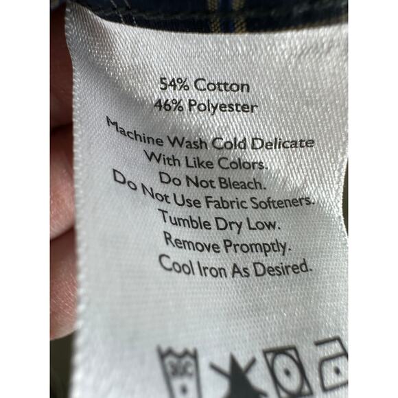 Eddie Bauer Men’s TL Relaxed Fit Plaid Button Front Shirt Blue Gray Cotton Blend - Picture 6 of 6